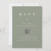 Invitation Forêt hivernale moderne Code QR Vert sauge Mariage (Dos)