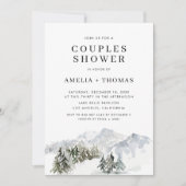 Invitation Forêt hivernale neige Bois Couples Douche (Devant)