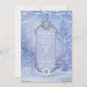 Invitation Forêt hivernale Pins Flocons de neige Réception de