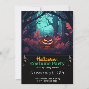 Invitation Forêt Jack-O' Lanterne Halloween noir