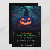 Invitation Forêt Jack-O' Lanterne Halloween noir (Devant / Derrière)