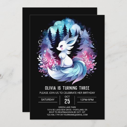 Invitation Forêt Joyeux Loup Anniversaire (Devant / Derrière)