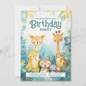 Invitation Forêt lunaire Animaux à thème Anniversaire Invitat (Devant)