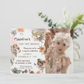 Invitation Forêt lunaire Filles Fée Premier anniversaire Phot (Debout devant)