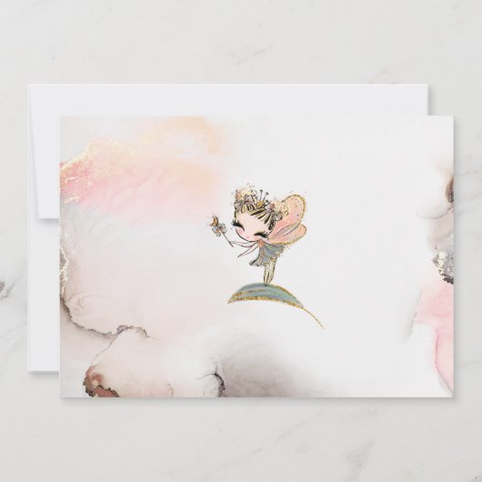 Invitation Forêt lunaire Filles Fée Premier anniversaire Phot (Dos)