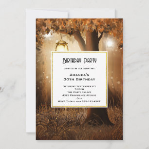 Invitation Forêt Magique avec Lumières de Fée Anniversaire