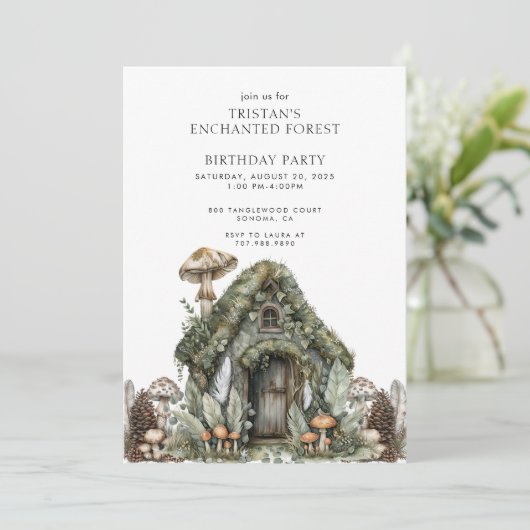 Invitation Forêt Magique Enchantée Anniversaire Enfant (Debout devant)