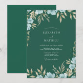 Invitation Forêt Mariage Peint Azure (Devant / Derrière)