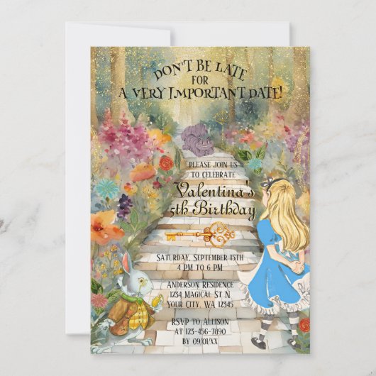 Invitation Forêt merveilleuse du monde enchanté d'Alice Lapin (Devant)