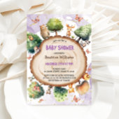 Invitation Forêt Mette Animaux Aquarelle Bébé fille Douche