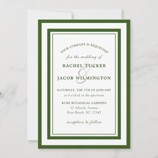 Invitation Forêt moderne Bordure verte Mariage simple (Devant)
