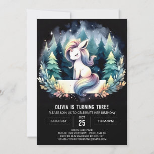 Invitation Forêt Moderne Cheval Anniversaire