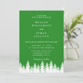 Invitation Forêt moderne Élégante Vert Blanc Mariage d'hiver (Debout devant)