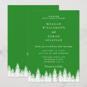 Invitation Forêt moderne Élégante Vert Blanc Mariage d'hiver (Devant / Derrière)