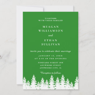 Invitation Forêt moderne Élégante Vert Blanc Mariage d'hiver