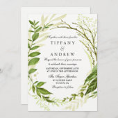 Invitation Forêt moderne Feuille de courge verte Mariage Invi (Devant / Derrière)