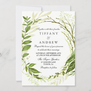 Invitation Forêt moderne Feuille de courge verte Mariage Invi