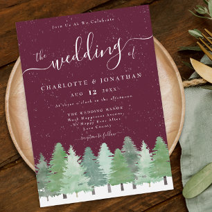 Invitation Forêt moderne Rustique Bourgogne Mariage d'hiver
