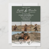 Invitation Forêt moderne vert chic 5 Photos script mariage (Devant)