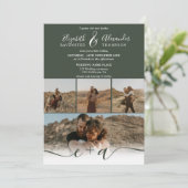 Invitation Forêt moderne vert chic 5 Photos script mariage (Debout devant)