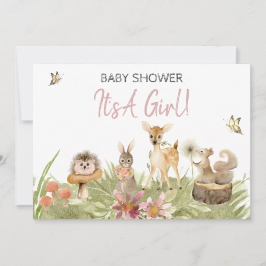 Invitation *~* Forêt mou Baby shower animal de bois (Devant)
