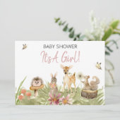 Invitation *~* Forêt mou Baby shower animal de bois (Debout devant)