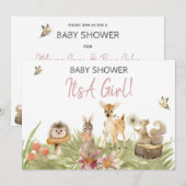 Invitation *~* Forêt mou Baby shower animal de bois (Devant / Derrière)