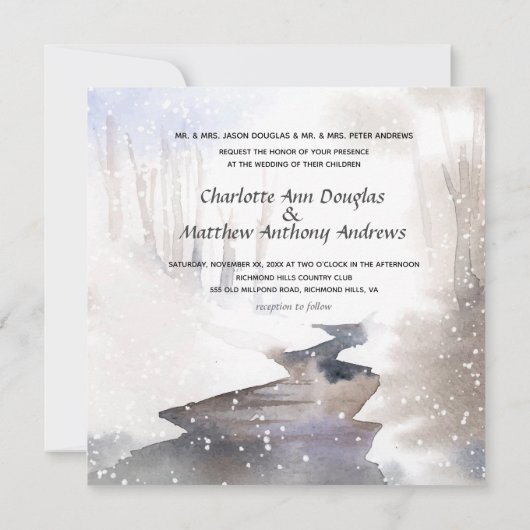 Invitation Forêt neigeuse - Mariage automne-hiver (Dos)