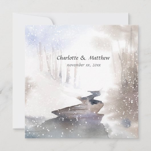 Invitation Forêt neigeuse - Mariage automne-hiver (Devant)