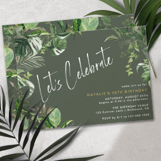 Invitation Forêt Noire Vert Tropical Thème N'Importe Quel Âge
