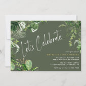 Invitation Forêt Noire Vert Tropical Thème N'Importe Quel Âge (Devant)