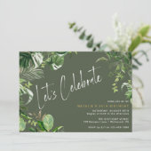 Invitation Forêt Noire Vert Tropical Thème N'Importe Quel Âge (Debout devant)