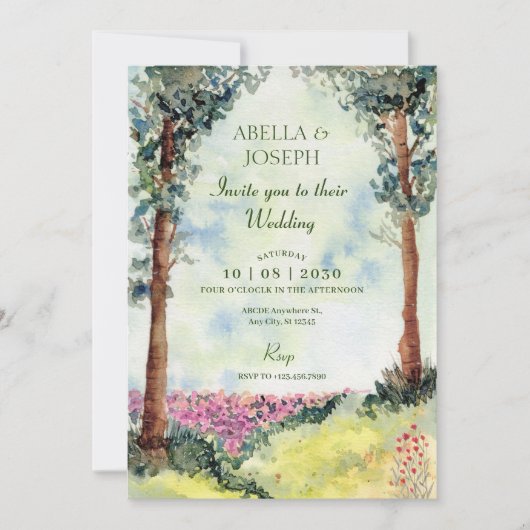 Invitation Forêt onirique esthétique mariage (Devant)