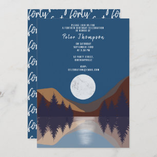 Invitation Forêt paysagère Abstraite Lune Quarante Anniversai