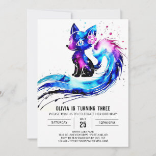 Invitation Forêt Peint Fox Digital Girl Anniversaire