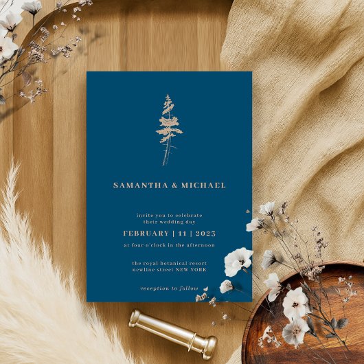Invitation Forêt Pine Tree Indie Russe Navy