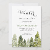 Invitation Forêt Pins Hiver Onederland Anniversaire (Devant)