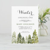 Invitation Forêt Pins Hiver Onederland Anniversaire (Debout devant)