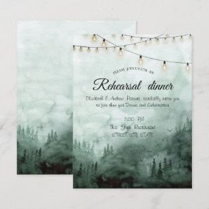 Invitation Forêt, Pins Lumières Vertes Dîner de Répétition