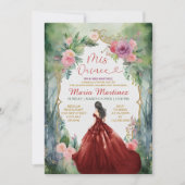 Invitation Forêt-Robe Rouge Bourgogne Princesse 15 Mis Provin (Devant)