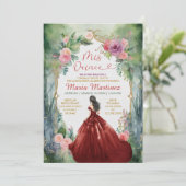 Invitation Forêt-Robe Rouge Bourgogne Princesse 15 Mis Provin (Debout devant)