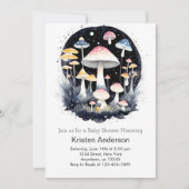 Invitation Forêt rose mignonne Magique Champignons Baby showe (Devant)