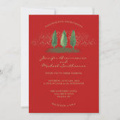 Invitation Forêt Rouge Pailletée | Mariage de Noël (Devant)