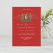 Invitation Forêt Rouge Pailletée | Mariage de Noël (Debout devant)