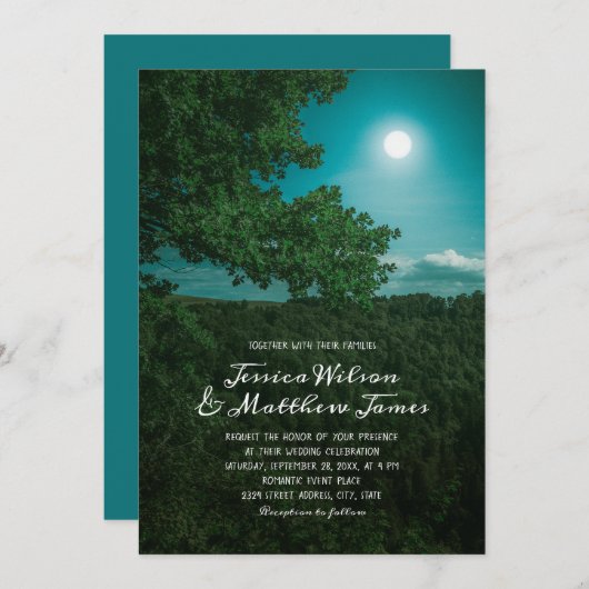 Invitation Forêt russe Romantique Moon Country Nature Mariage (Devant / Derrière)
