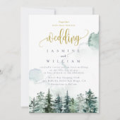 Invitation Forêt Rustique Aquarelle Mariage à thème (Devant)