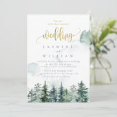 Invitation Forêt Rustique Aquarelle Mariage à thème (Debout devant)