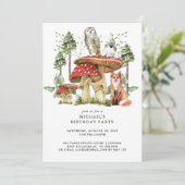 Invitation Forêt rustique Bois Animaux Garçon Anniversaire (Debout devant)