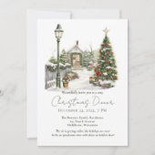 Invitation Forêt rustique de pins à l'aquarelle pour Noël (Devant)