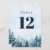 Invitation Forêt rustique de pins d'hiver Numéro de tableau (Devant / Derrière)